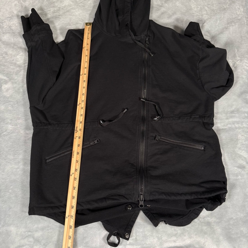 Blanc Noir Yolo Anorak Coat Jacket Womens S Oversized Long Fit Stretch Black - Picture 10 of 11